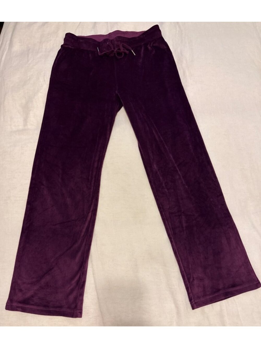 OG Juicy Couture Big Bling Plum Purple Velour Track Pants Signature Rhinestone L